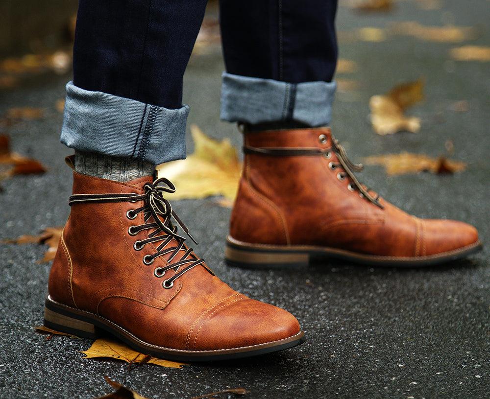 Men’s High-Cut Lace-up Vintage Military Boot - Kudos Gadgets